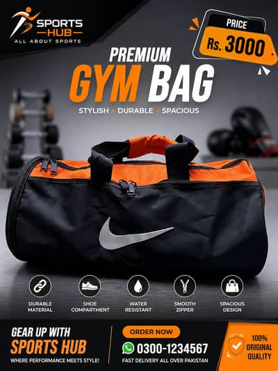 Nike Style Premium Gym Sports Duffel Bag | Travel & Fitness Bag |
