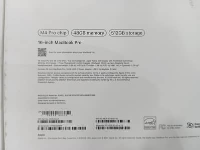 CTO MACBOOK M4 PRO 16" 48GB RAM 512 GB SSD COMPANY PURCHASED
