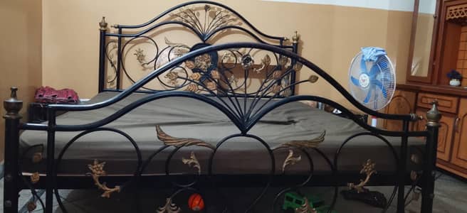 IRON BED WITH SIDE TABLES