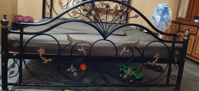 IRON BED WITH SIDE TABLES