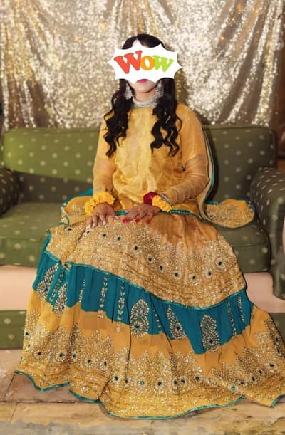 bridal mehndi lehenga for sale like new one time use