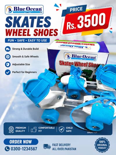 Blue Ocean Adjustable Skates Wheel Shoes for Kids | Premium Quality |