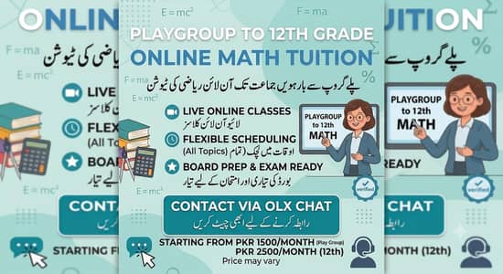 Online Math Tuition (Playgroup to 12th Grade)