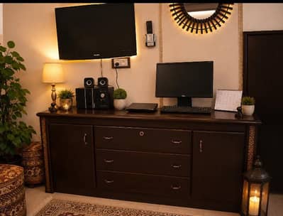 Solid Wood TV Console / Sideboard with Storage – Excellent Condition