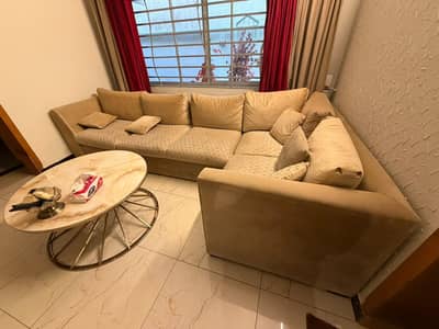Sofa 5 seater , L shape and satty with center table