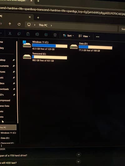 Transcend Hardrive 931gb / 1tb