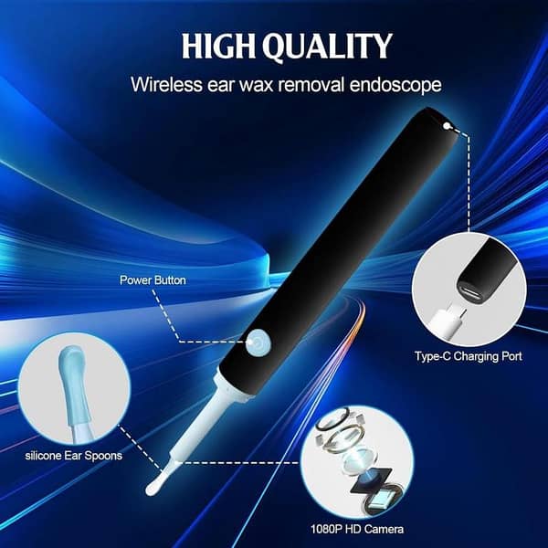 Ear Wax Removal Camera Tool – 1080P HD Ear Cleaner with 6 LED Lights, 4 Ear Spoons for iOS & Android