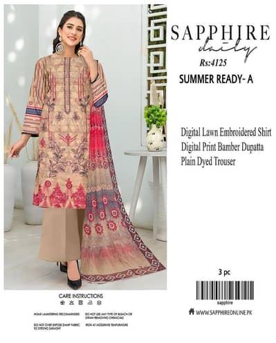  Premium 3-Piece Lawn Embroidered Suit – Eid Collection 