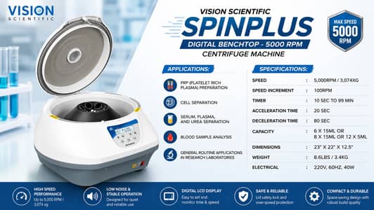 VISION SCIENTIFIC SPINPLUS DIGITAL - 5000 RPM CENTRIFUGE MACHINE