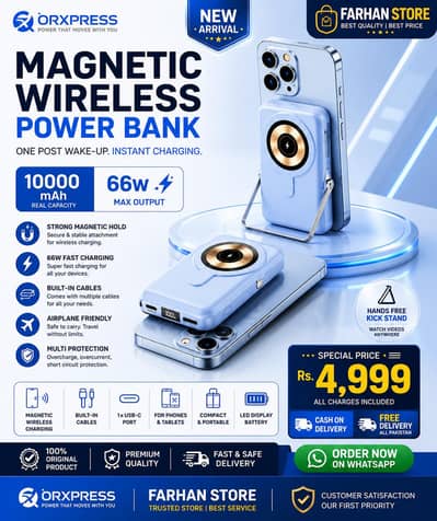 10000mAh Magnetic Power Bank 66W Fast Charge