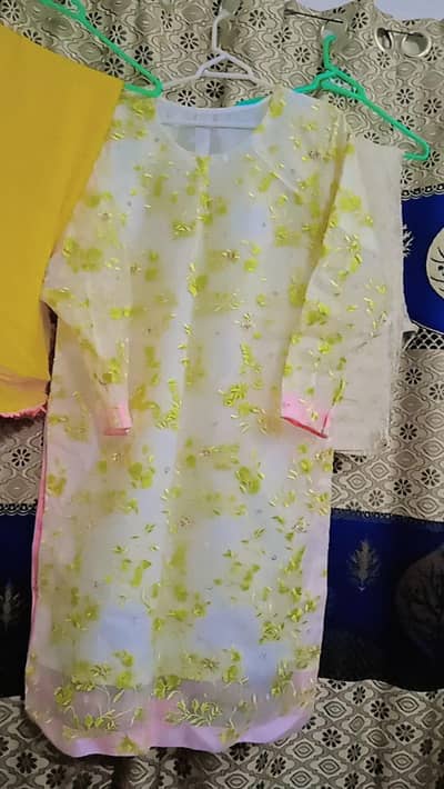 Beautiful Yellow & White party and wedding Wear dress- Good Condition