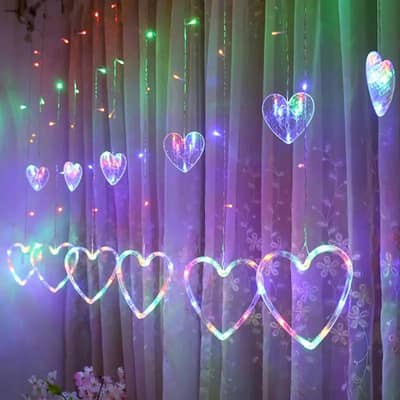 Valentine's Heart Curtain Lights - 520 LED Decor
