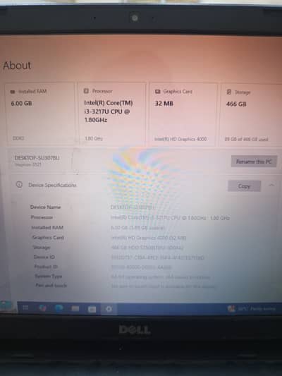 Dell laptop 6GB Ram 520 GB Hard