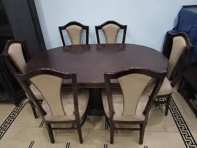 Wooden Dining Table with 6 Chairs for sale