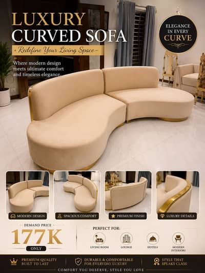 Luxury Curved Sofa | Premium Designer Sofa for Sale