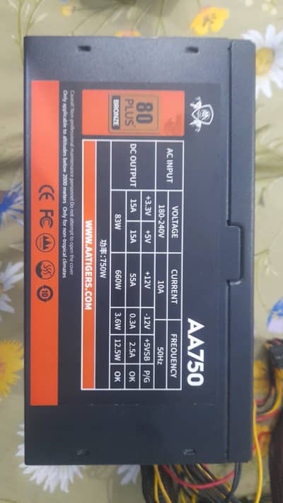 gaming psu 750w 80+ bronze with box