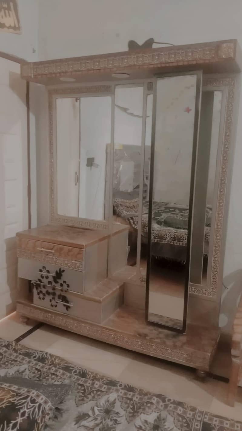 bed, dressing table,2 side table,2 seater sofa,almari 3