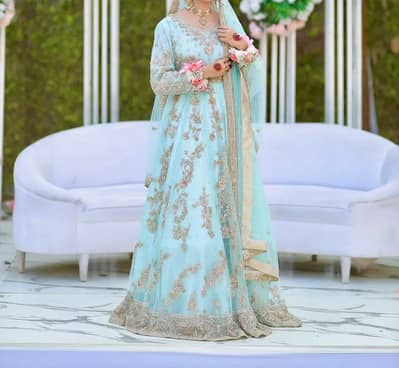 Elegant Sky Blue Bridal Lehenga /– Worn Once – Excellent Condition