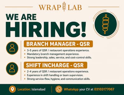 WhatsApp your CV on this number 03103177067