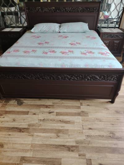 Luxury Sheesham Wood King SizeBed Set with Spring Mattress|Premium bed