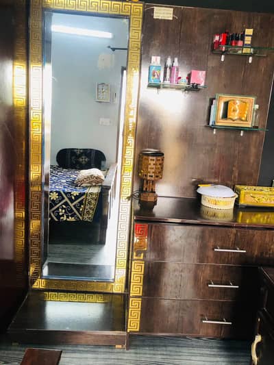 Wooden Wardrobe with Mirror – Good Condition