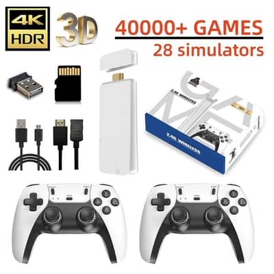 4K Game Stick Lite 40000+Games 2 WirelessControllersRetroGamingConsole