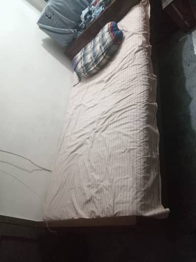 Wooden single bed set with mattress