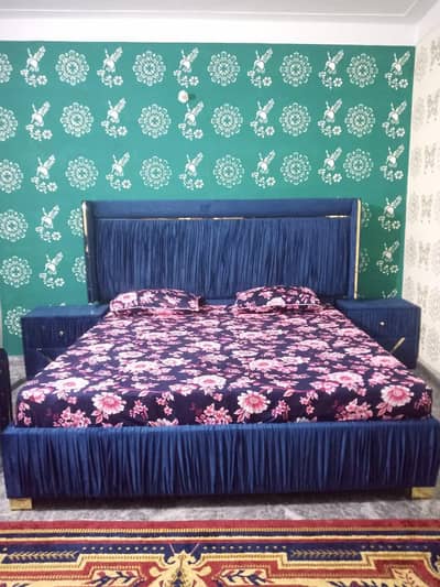 Luxury Navy Blue Velvet Bedroom Set