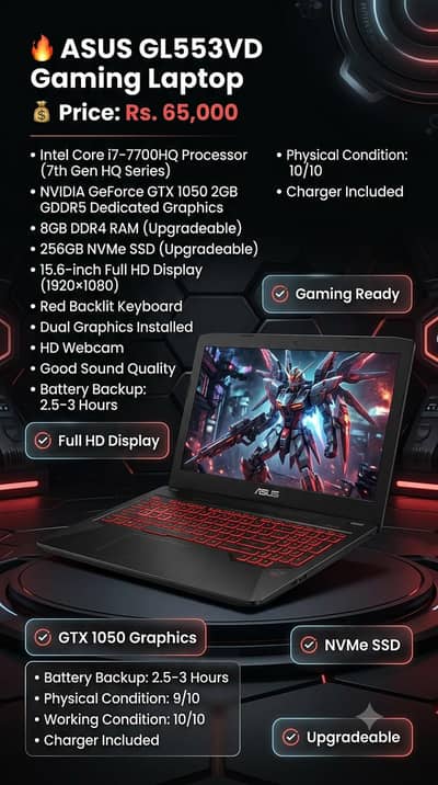 ASUS Core i7 Gaming Laptop | GTX 1050 | 256GB NVMe SSD