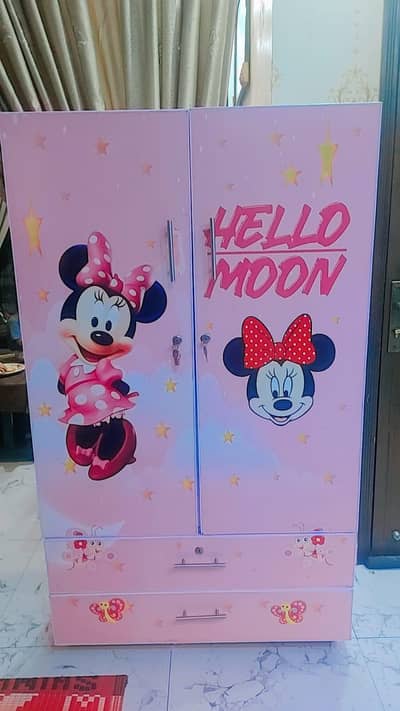 Kids Wooden Wardrobe - Minnie Mouse Design - Excellent Condition