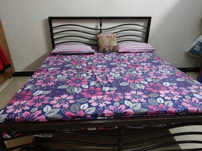 Iron bed with mattress king size bed