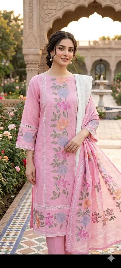 Pink Floral 2pc with dupatta