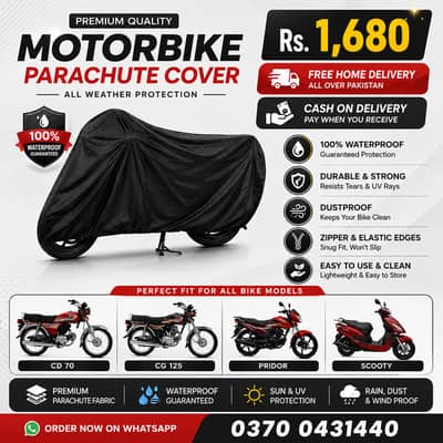 Waterproof Motorbike Parachute Cover - All Bike Models