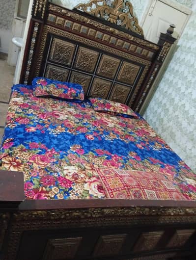 bed with side table