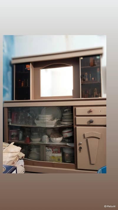 wooden showcase, dressing table & TV trolley