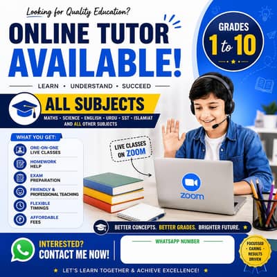 Qualified Tutor for Class 1–10 | All Subjects Available
