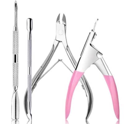​4-Piece Stainless Steel Manicure & Acrylic Nail Tool Set with Cuticle