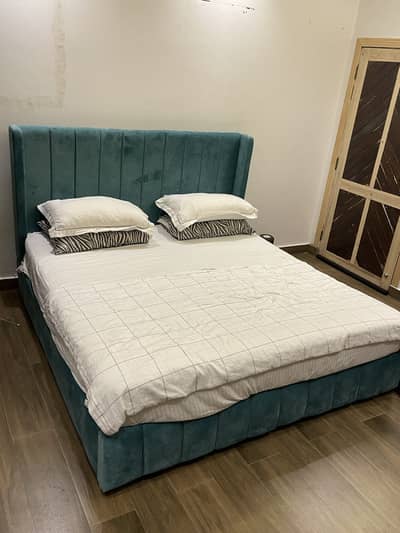 Premium King Size Velvet Upholstered Bed with mattress included