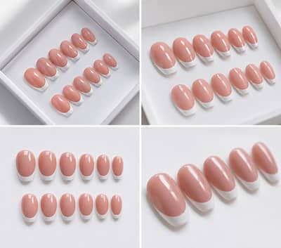 Luxury Nude French Tip Press-On Nails | Elegant 3D Bow Design 
