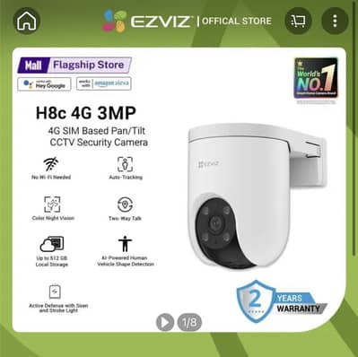 Ezviz by Hikvision H8C 4G 2K SIM Based 3MP Wireless IP Camera Outdoor