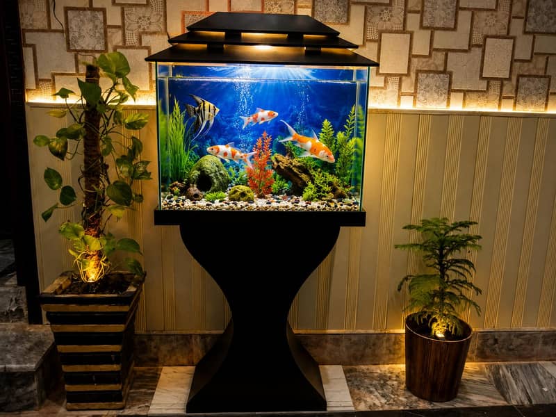 Modern Aquarium with Goldfish 0