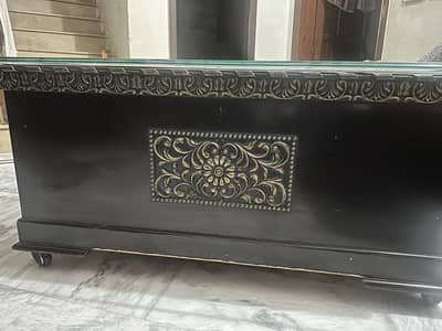 Luxury Solid Wooden Centre/Dining Hall Table with thick Glass top