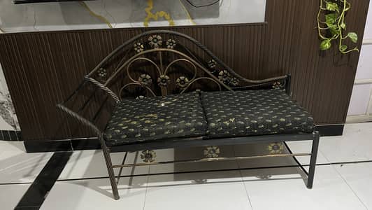 Fancy Iron Bench Set with Cushions | 2 Pieces