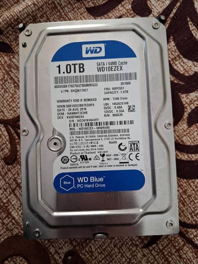 WD Blue 1TB Hard Drive (3.5" SATA) for PC / CCTV / DVR