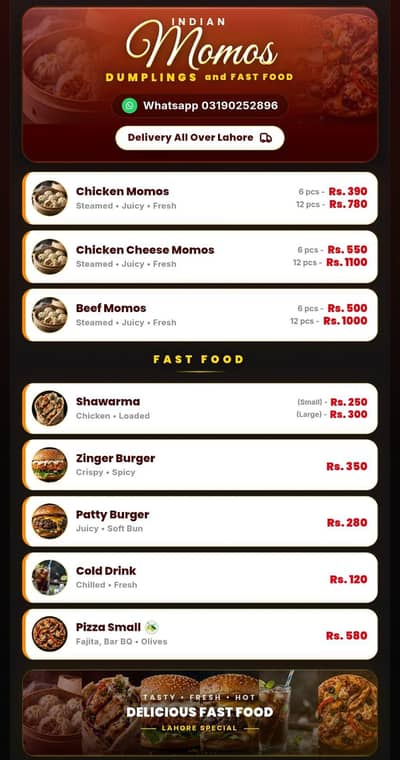 HOMEMADE FRESH MOMOS AND FAST FOOD | DELICIOUS AND CLEAN 03190252896