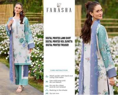Branded Unstitched Lawn 3pc - Free delivery all over pk