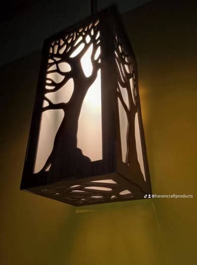 3D Wooden Ceiling Lamp Tree Design