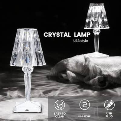 Rechargeable Crystal Table Lamp with Multicolor Lighting