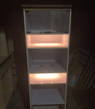 Modern Wooden Display Cabinet Showcase with Lights & Glass Door