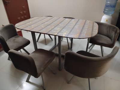 glass dining table with 6 chairs